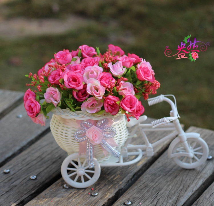 Artificial Flower Small Float Set Bicycle Woven Flower Basket Fake Flower Diamond Rose Wholesale Flower Ceiling Artificial Flower Small Float Set Bicycle Woven Flower Basket Fake Flower Diamond Rose Wholesale Flower Ceiling