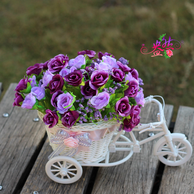 Artificial Flower Small Float Set Bicycle Woven Flower Basket Fake Flower Diamond Rose Wholesale Flower Ceiling Artificial Flower Small Float Set Bicycle Woven Flower Basket Fake Flower Diamond Rose Wholesale Flower Ceiling