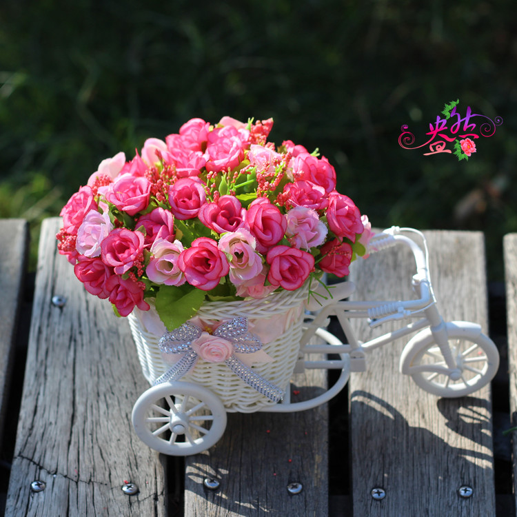 Artificial Flower Small Float Set Bicycle Woven Flower Basket Fake Flower Diamond Rose Wholesale Flower Ceiling Artificial Flower Small Float Set Bicycle Woven Flower Basket Fake Flower Diamond Rose Wholesale Flower Ceiling