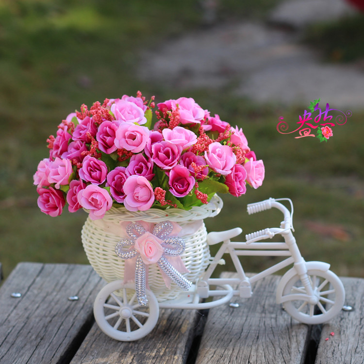 Artificial Flower Small Float Set Bicycle Woven Flower Basket Fake Flower Diamond Rose Wholesale Flower Ceiling Artificial Flower Small Float Set Bicycle Woven Flower Basket Fake Flower Diamond Rose Wholesale Flower Ceiling
