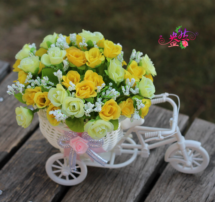 Artificial Flower Small Float Set Bicycle Woven Flower Basket Fake Flower Diamond Rose Wholesale Flower Ceiling Artificial Flower Small Float Set Bicycle Woven Flower Basket Fake Flower Diamond Rose Wholesale Flower Ceiling