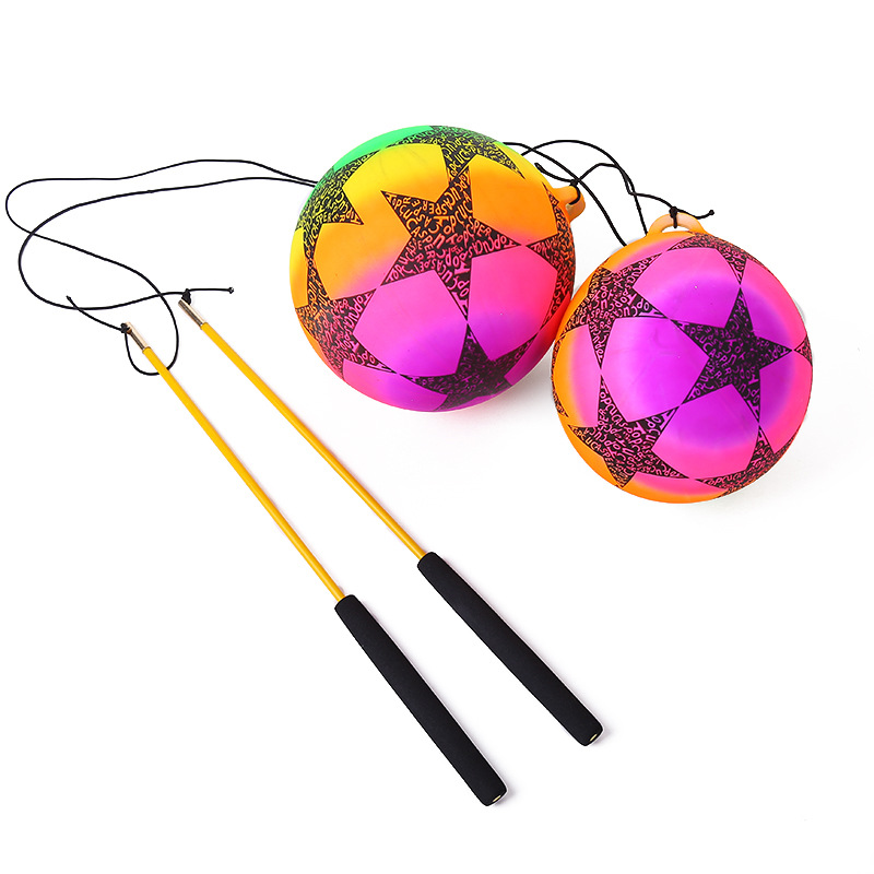 Spring rope chain ring football inflatable toy ball baby little football kindergarten dance portable ball