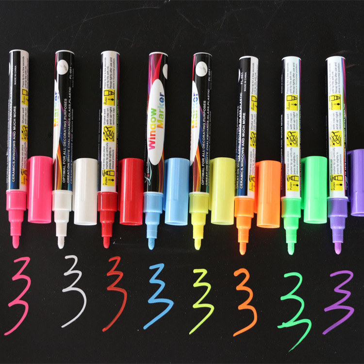 Blackboard Special Highlighter LED Electronic Board Luminous Pen Glass Plate Liquid Writing Pen a Set of Eight-Color Brush