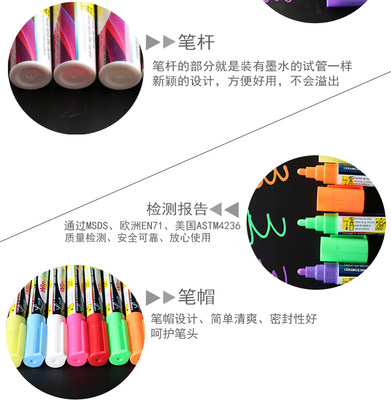 Blackboard Special Highlighter LED Electronic Board Luminous Pen Glass Plate Liquid Writing Pen a Set of Eight-Color Brush