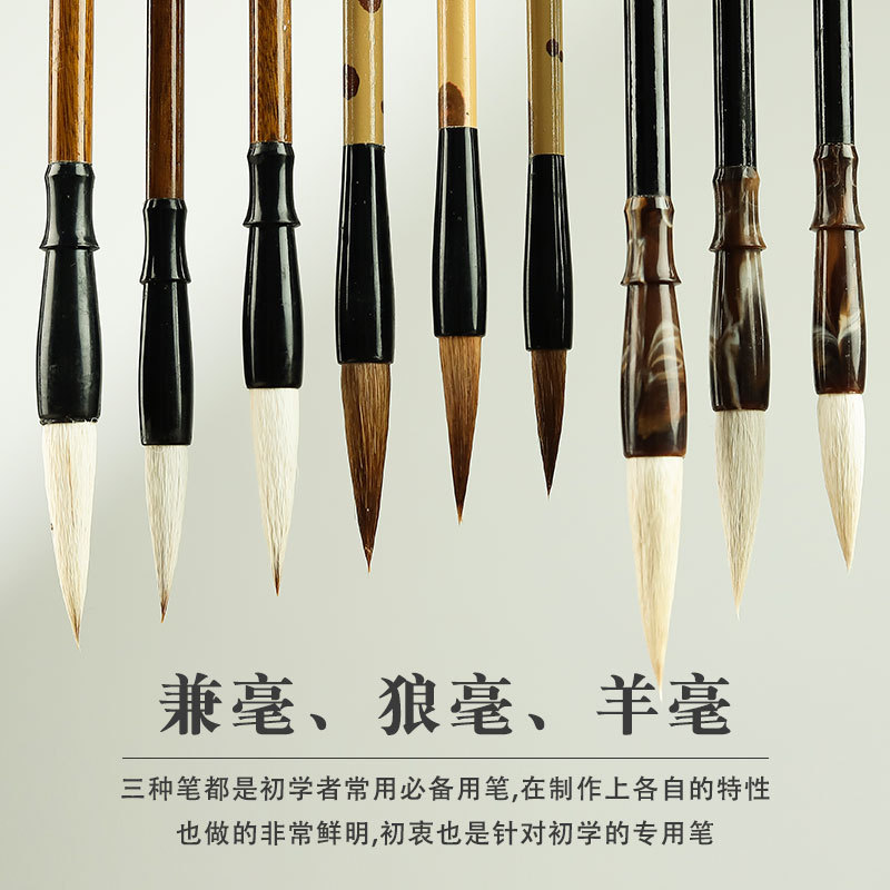 Factory Wholesale Large, Medium and Small Baiyun Writing Brush Weasel&#039;s Hair Sheep Hair Doubled Both Writing Brush Beginner Practice Writing Brush Student Writing Brush