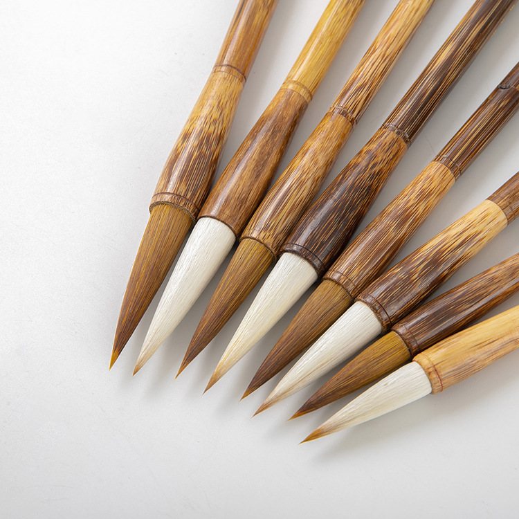 Ma Bamboo Royal Doubled Both with Weasel&#039;s Hair Large and Medium Small Size Writing Brush Set Beginner Adult Calligraphy Practice Regular Script