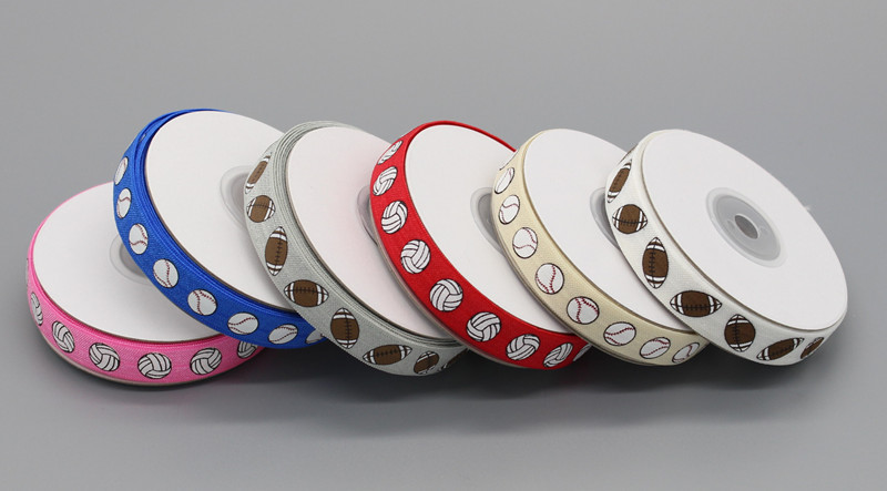 Spot 15mm rugby volleyball printed elastic tape knotted hair ties headband headband bag side band Spot 15mm rugby volleyball printed elastic tape knotted hair ties headband headband bag side band