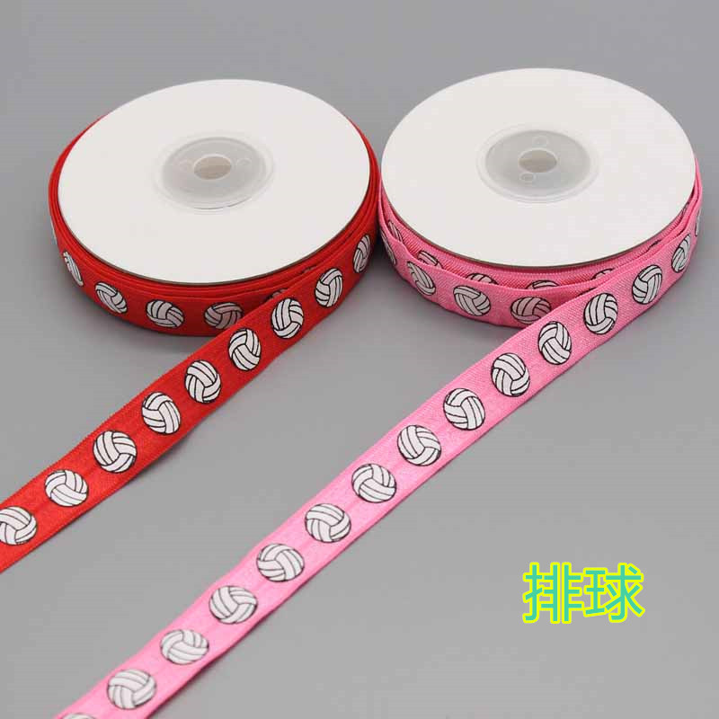 Spot 15mm rugby volleyball printed elastic tape knotted hair ties headband headband bag side band Spot 15mm rugby volleyball printed elastic tape knotted hair ties headband headband bag side band