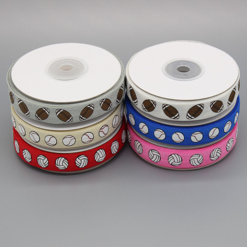 Spot 15mm rugby volleyball printed elastic tape knotted hair ties headband headband bag side band Spot 15mm rugby volleyball printed elastic tape knotted hair ties headband headband bag side band
