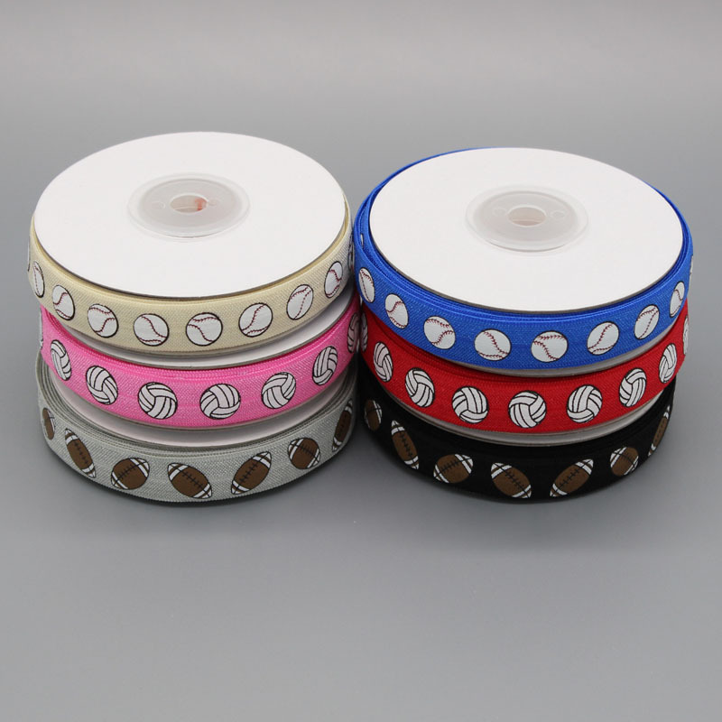 Spot 15mm rugby volleyball printed elastic tape knotted hair ties headband headband bag side band Spot 15mm rugby volleyball printed elastic tape knotted hair ties headband headband bag side band