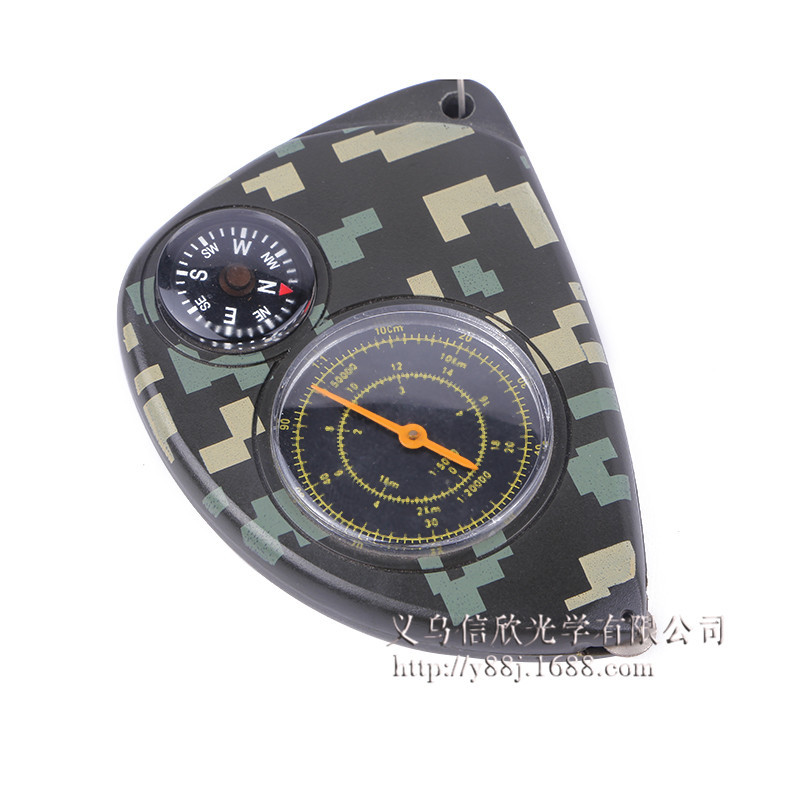 Keychain Compass Camping Mountaineering Outdoor Compass New Multi-Purpose Compass with Map Measurement Function