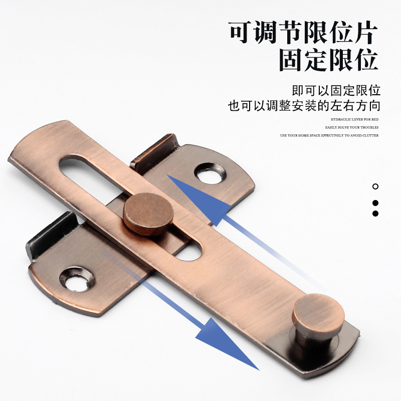 Thickened Stainless Steel Door Latch Safety Bolt Sliding Door Flat Buckle Latch Anti-Theft Clasp Lock Hardware Wholesale