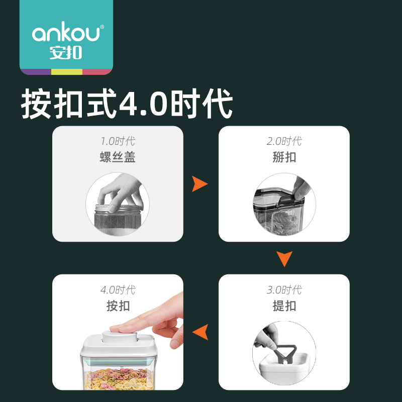 Safety Buckle Cooking Spices Storage Tank Fresh-Keeping Moisture-Proof Transparent Storage Tank Cereals Storage Sealed Plastic Cans