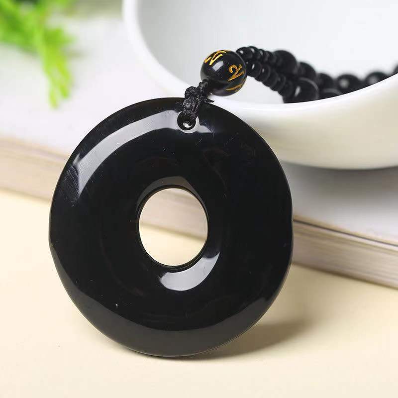 Good Luck Comes Safety Buckle Pendant Imitation Afghan White Jade Ethnic Style Men's and Women's Chalcedony Necklace Sweater Chain Wholesale Good Luck Comes Safety Buckle Pendant Imitation Afghan White Jade Ethnic Style Men's and Women's Chalcedony Necklace Sweater Chain Wholesale