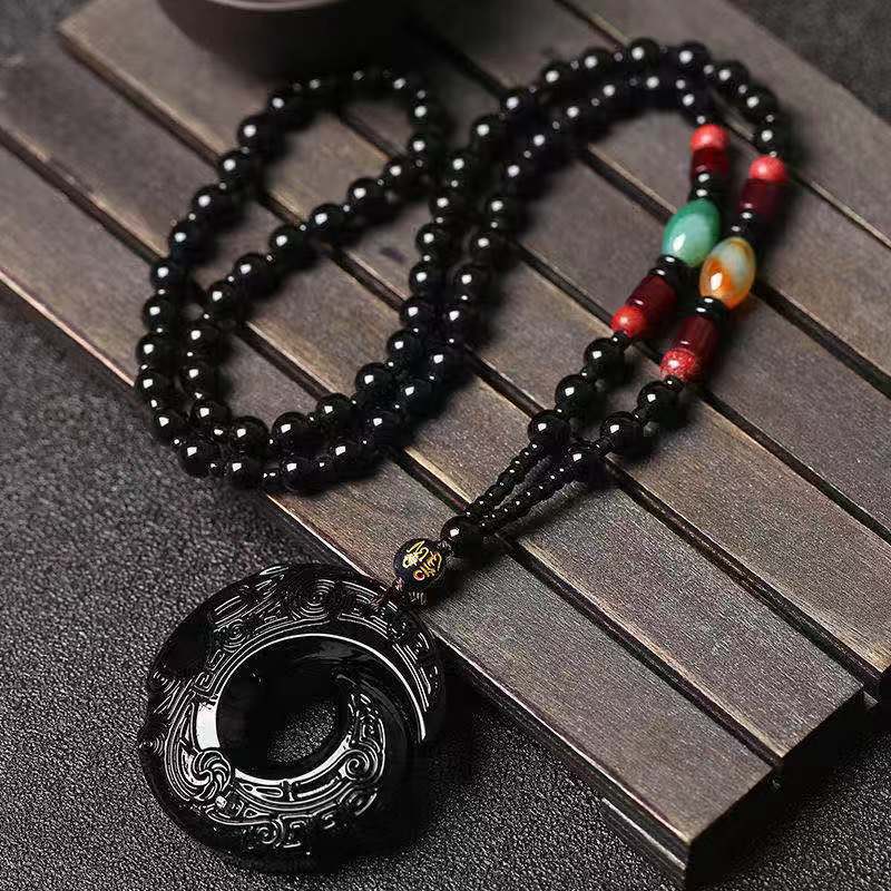 Good Luck Comes Safety Buckle Pendant Imitation Afghan White Jade Ethnic Style Men's and Women's Chalcedony Necklace Sweater Chain Wholesale Good Luck Comes Safety Buckle Pendant Imitation Afghan White Jade Ethnic Style Men's and Women's Chalcedony Necklace Sweater Chain Wholesale