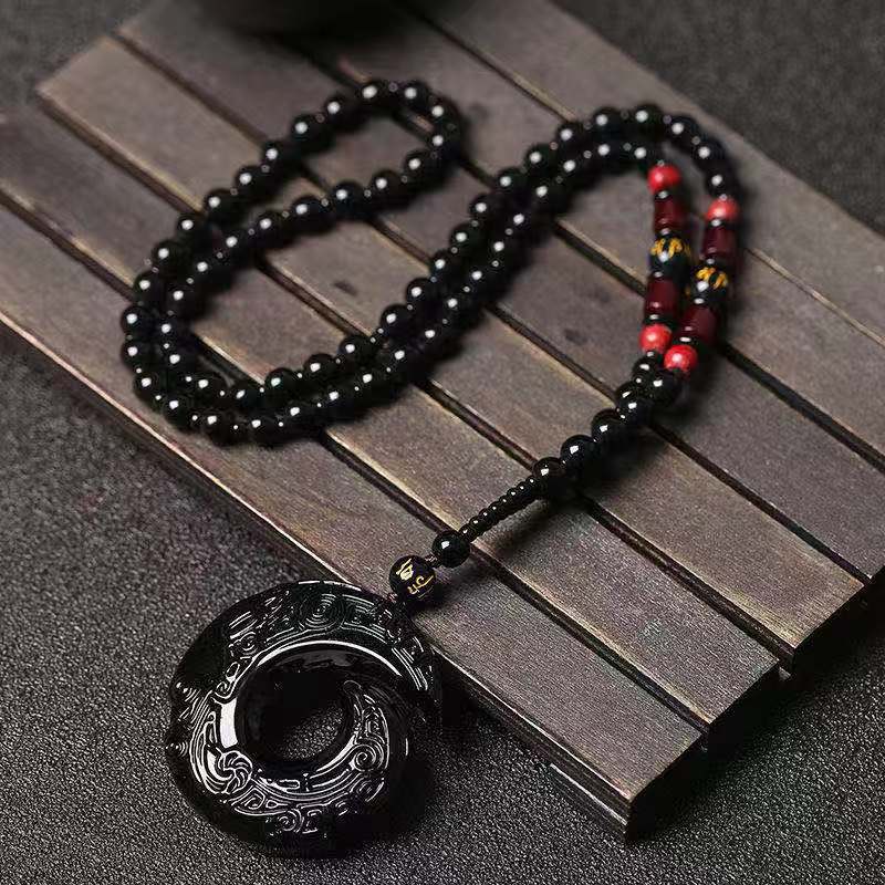 Good Luck Comes Safety Buckle Pendant Imitation Afghan White Jade Ethnic Style Men's and Women's Chalcedony Necklace Sweater Chain Wholesale Good Luck Comes Safety Buckle Pendant Imitation Afghan White Jade Ethnic Style Men's and Women's Chalcedony Necklace Sweater Chain Wholesale