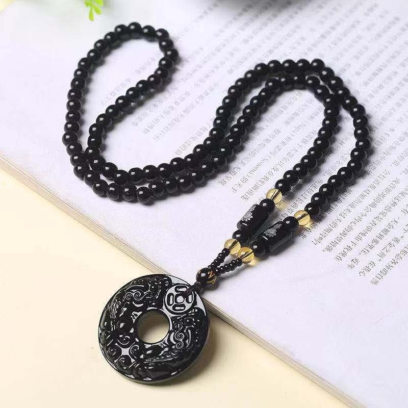 Good Luck Comes Safety Buckle Pendant Imitation Afghan White Jade Ethnic Style Men's and Women's Chalcedony Necklace Sweater Chain Wholesale Good Luck Comes Safety Buckle Pendant Imitation Afghan White Jade Ethnic Style Men's and Women's Chalcedony Necklace Sweater Chain Wholesale
