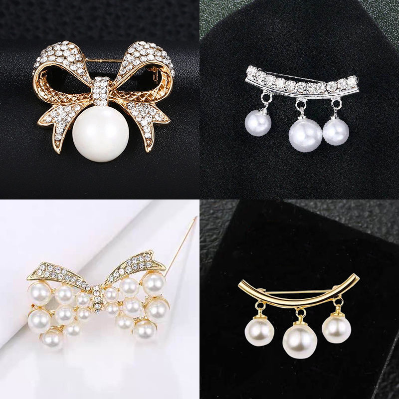 Korean Style Simple Pearl Bow Brooch Women's Clothes Fixed Exposure Safety Pin Corsage Clothing Accessories Scarf Buckle Fashion Korean Style Simple Pearl Bow Brooch Women's Clothes Fixed Exposure Safety Pin Corsage Clothing Accessories Scarf Buckle Fashion