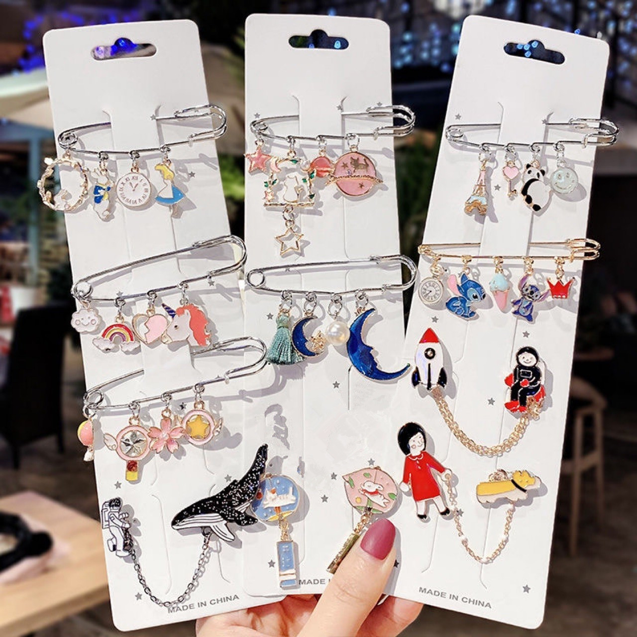 Cute Japanese Style Brooch Trendy Anti-Unwanted-Exposure Buckle Personality Safety Pin Fixed Clothes Cartoon Pin Sweater Accessories Women