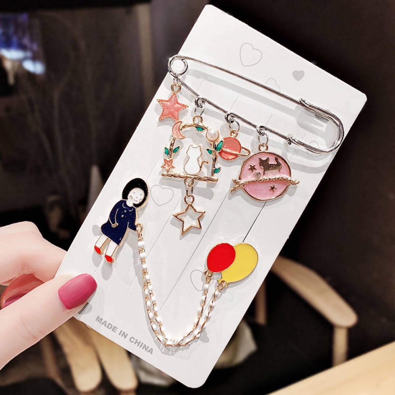Cute Japanese Style Brooch Trendy Anti-Unwanted-Exposure Buckle Personality Safety Pin Fixed Clothes Cartoon Pin Sweater Accessories Women
