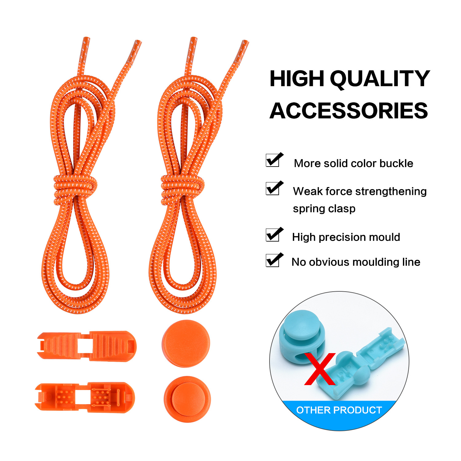 Factory Direct Sales Shoelace for Lazy People Children's Safety Free Shoelace Buckle White Dots Elastic String Athletic Shoe Laces