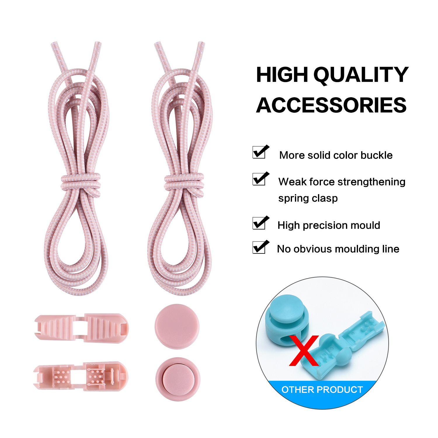 Factory Direct Sales Shoelace for Lazy People Children's Safety Free Shoelace Buckle White Dots Elastic String Athletic Shoe Laces