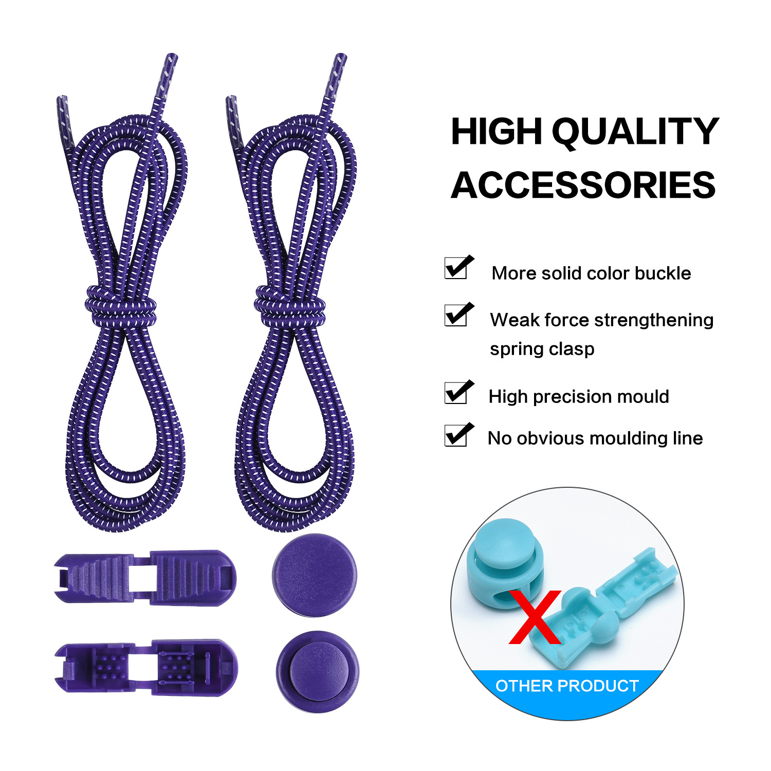 Factory Direct Sales Shoelace for Lazy People Children's Safety Free Shoelace Buckle White Dots Elastic String Athletic Shoe Laces