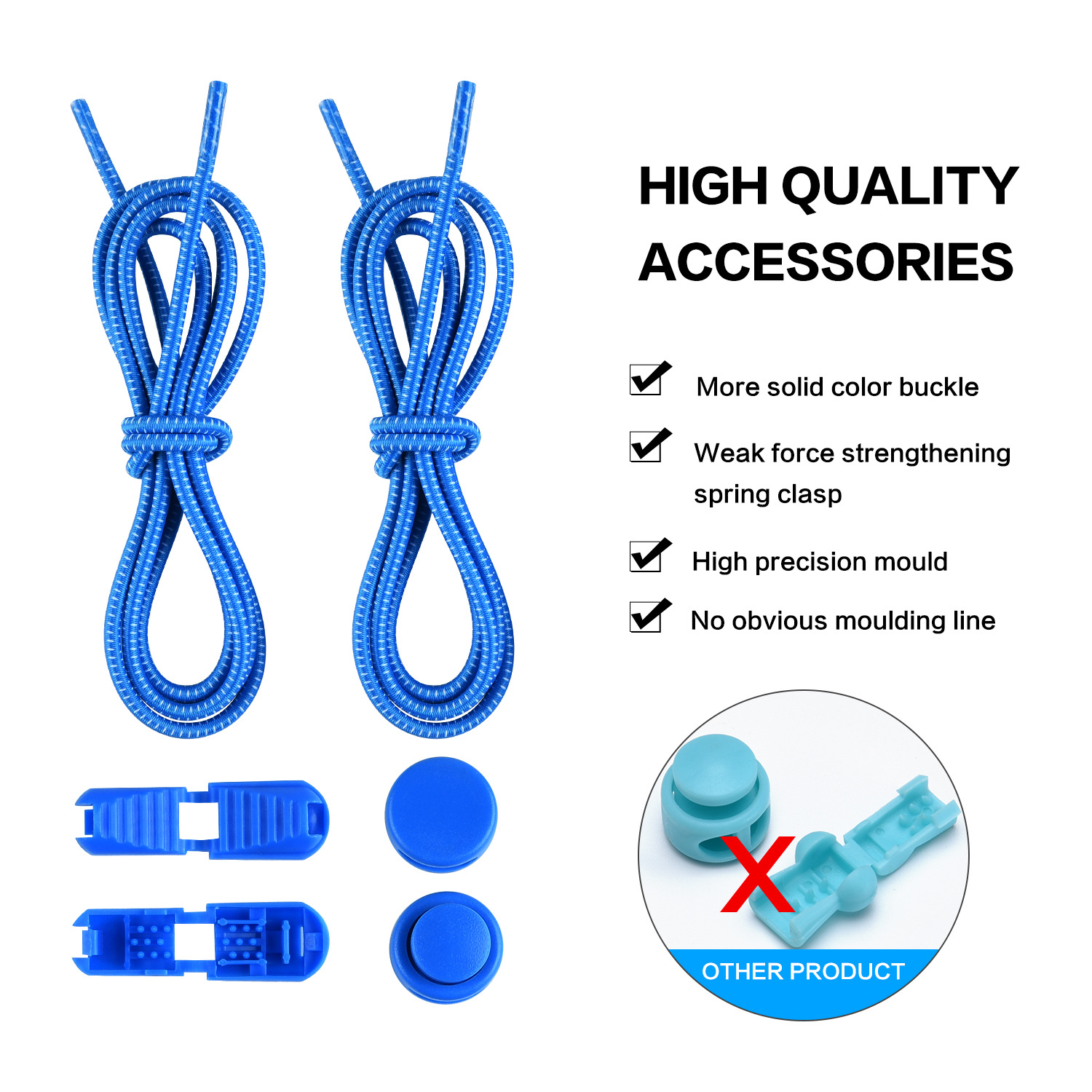 Factory Direct Sales Shoelace for Lazy People Children's Safety Free Shoelace Buckle White Dots Elastic String Athletic Shoe Laces