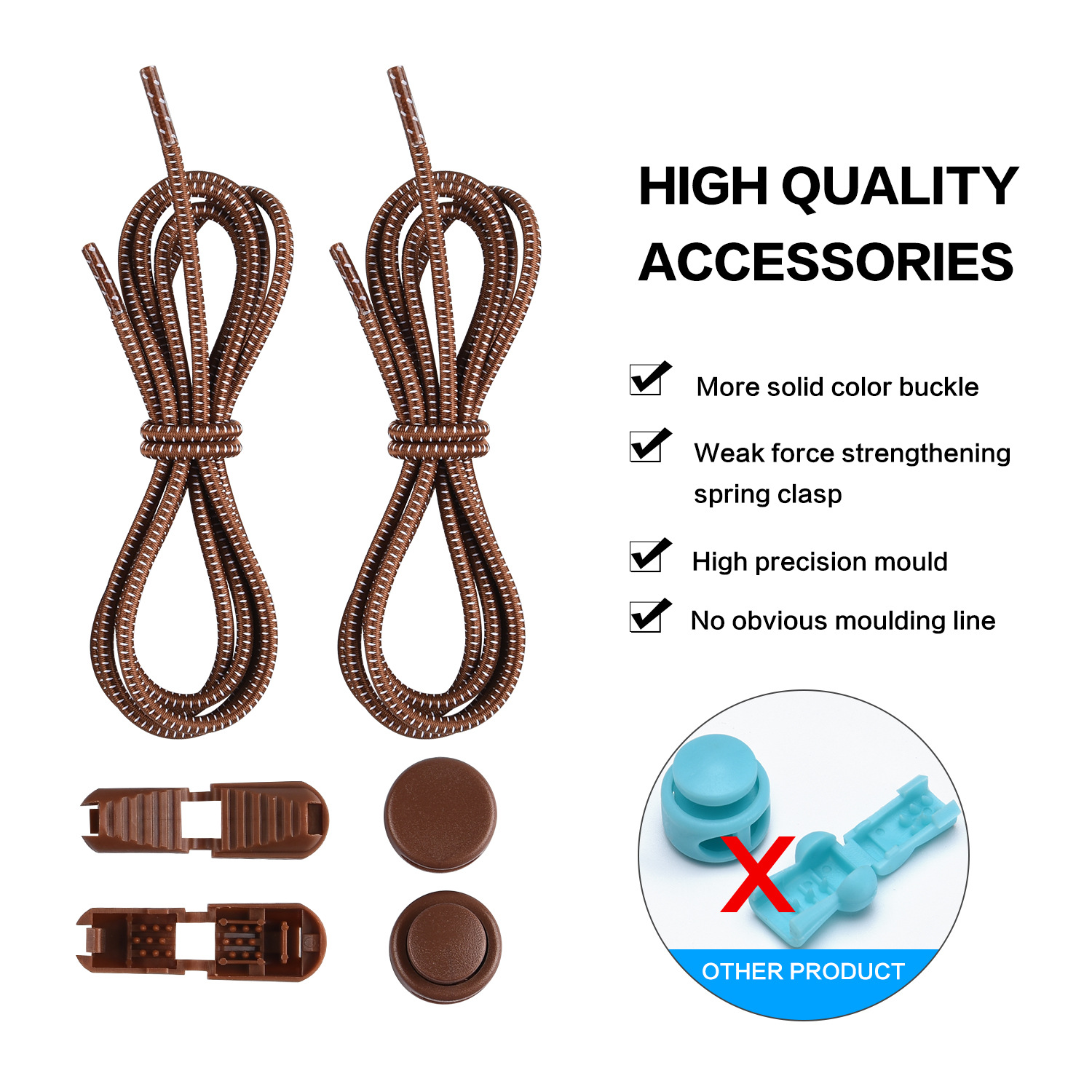 Factory Direct Sales Shoelace for Lazy People Children's Safety Free Shoelace Buckle White Dots Elastic String Athletic Shoe Laces
