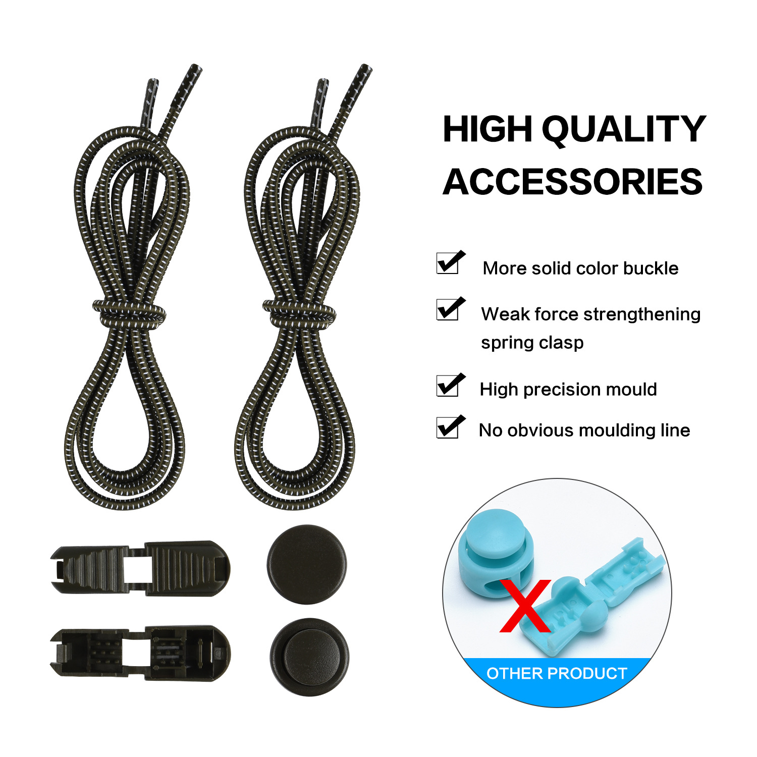 Factory Direct Sales Shoelace for Lazy People Children's Safety Free Shoelace Buckle White Dots Elastic String Athletic Shoe Laces