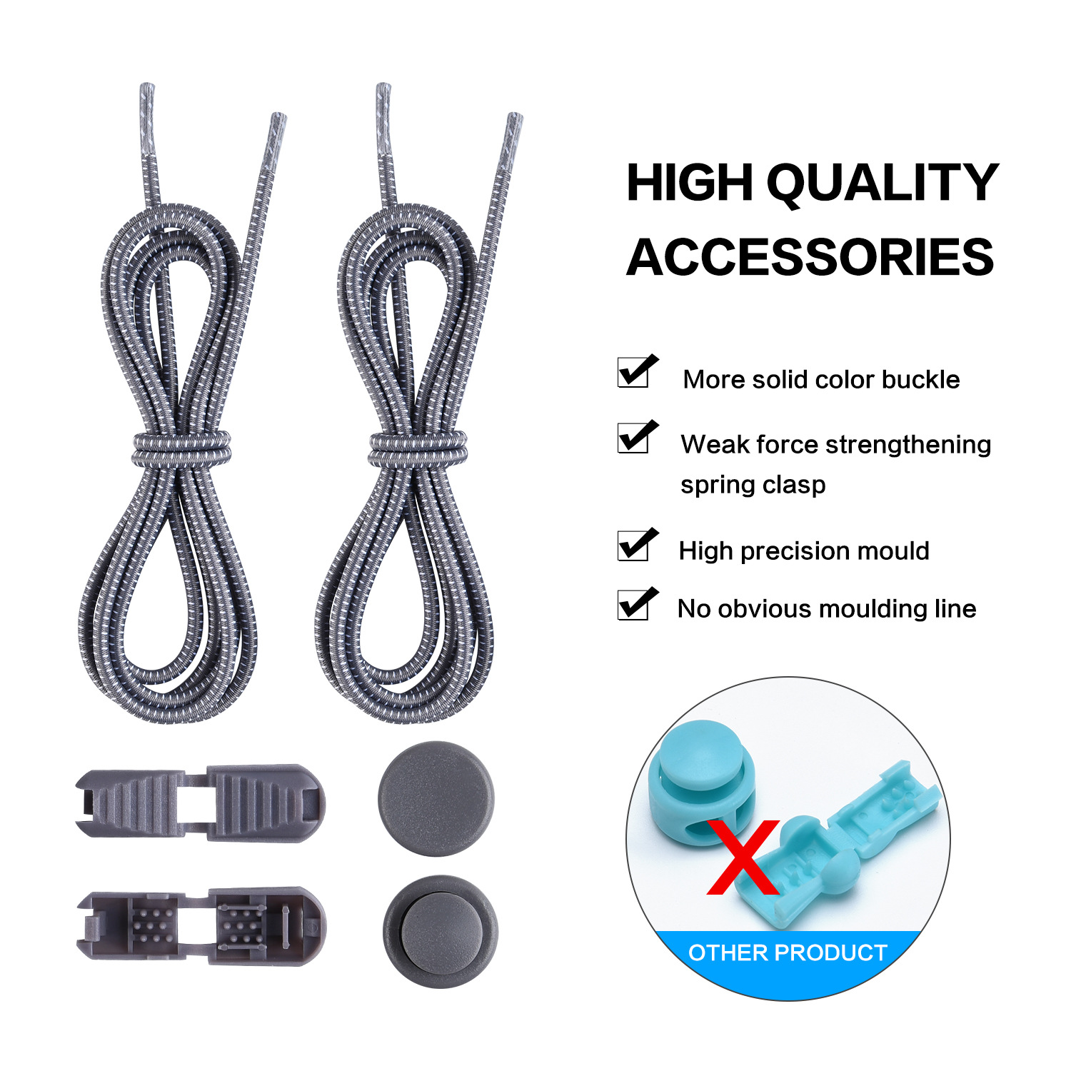 Factory Direct Sales Shoelace for Lazy People Children's Safety Free Shoelace Buckle White Dots Elastic String Athletic Shoe Laces