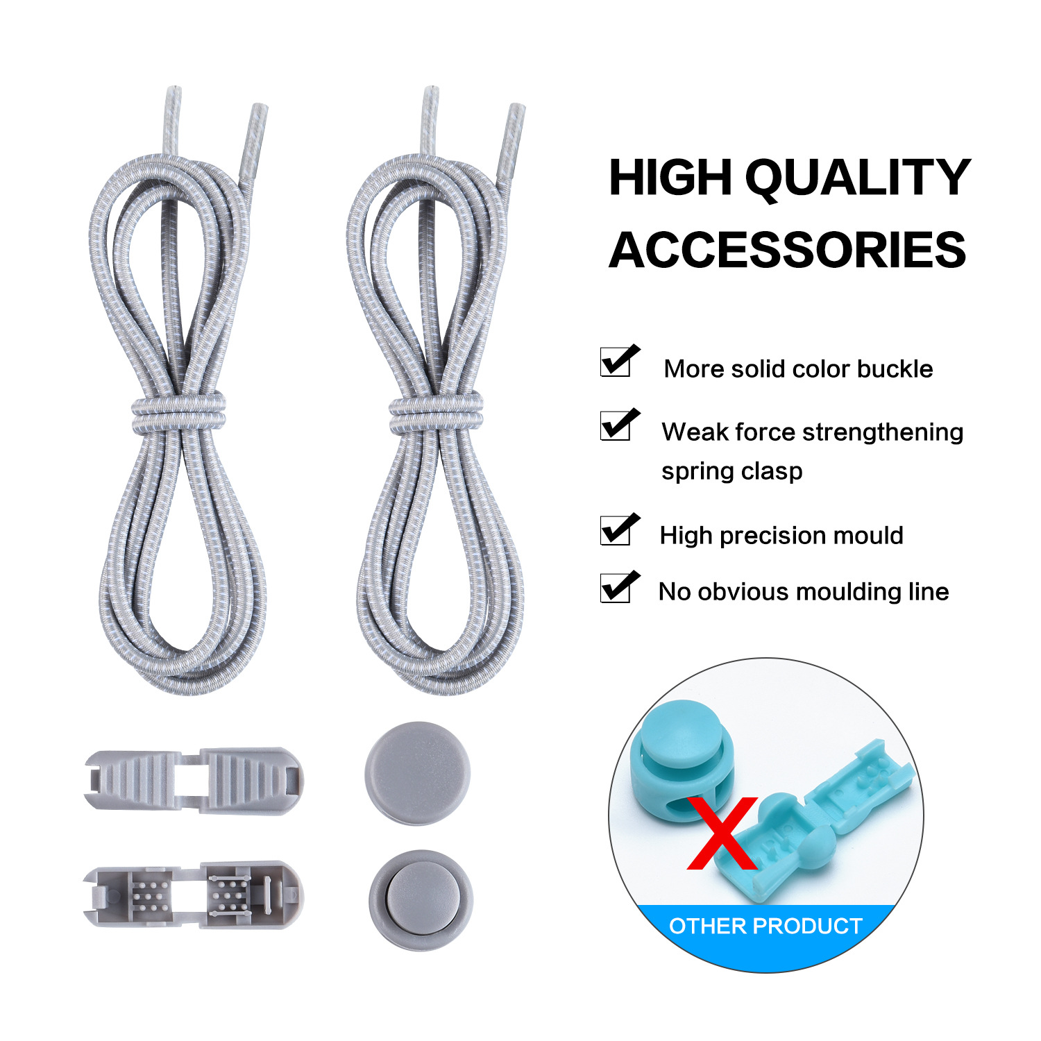 Factory Direct Sales Shoelace for Lazy People Children's Safety Free Shoelace Buckle White Dots Elastic String Athletic Shoe Laces