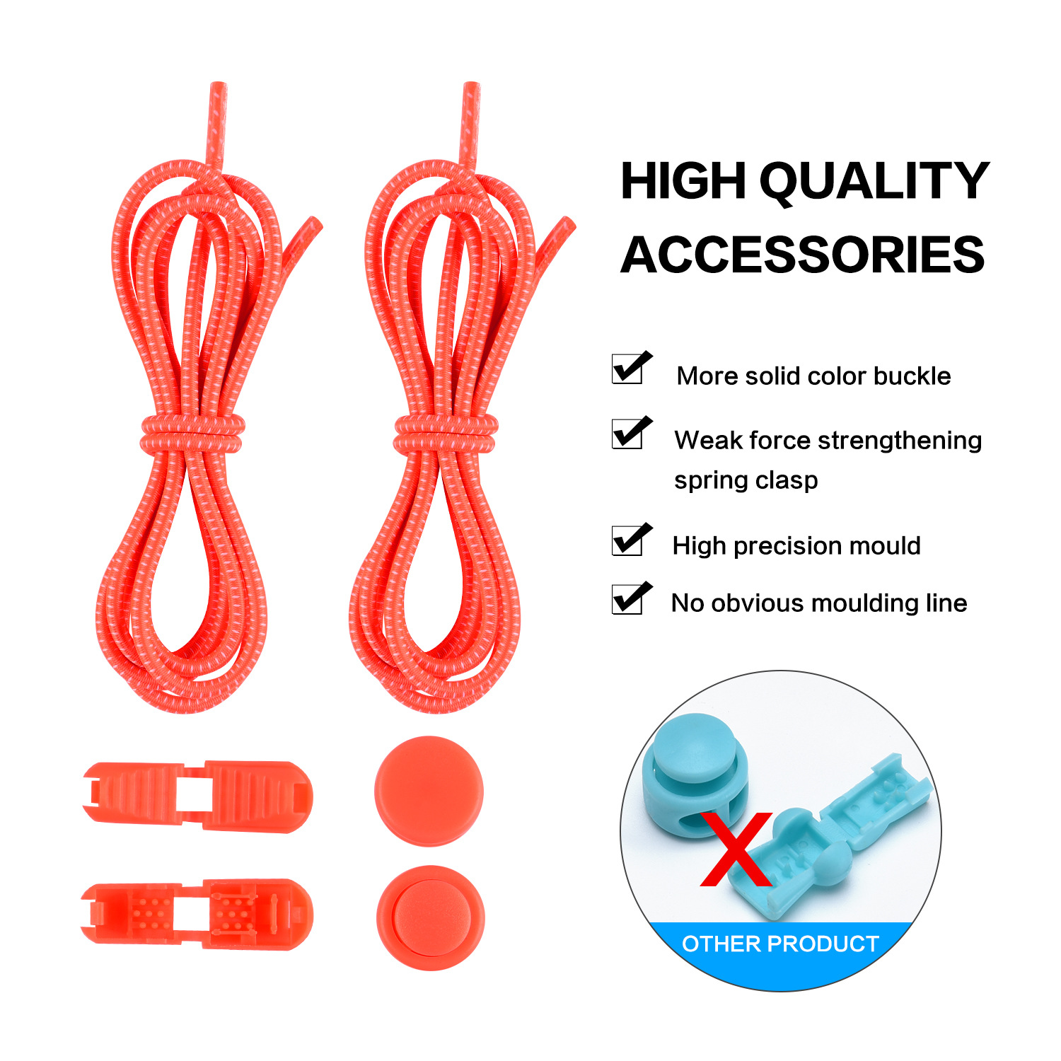 Factory Direct Sales Shoelace for Lazy People Children's Safety Free Shoelace Buckle White Dots Elastic String Athletic Shoe Laces