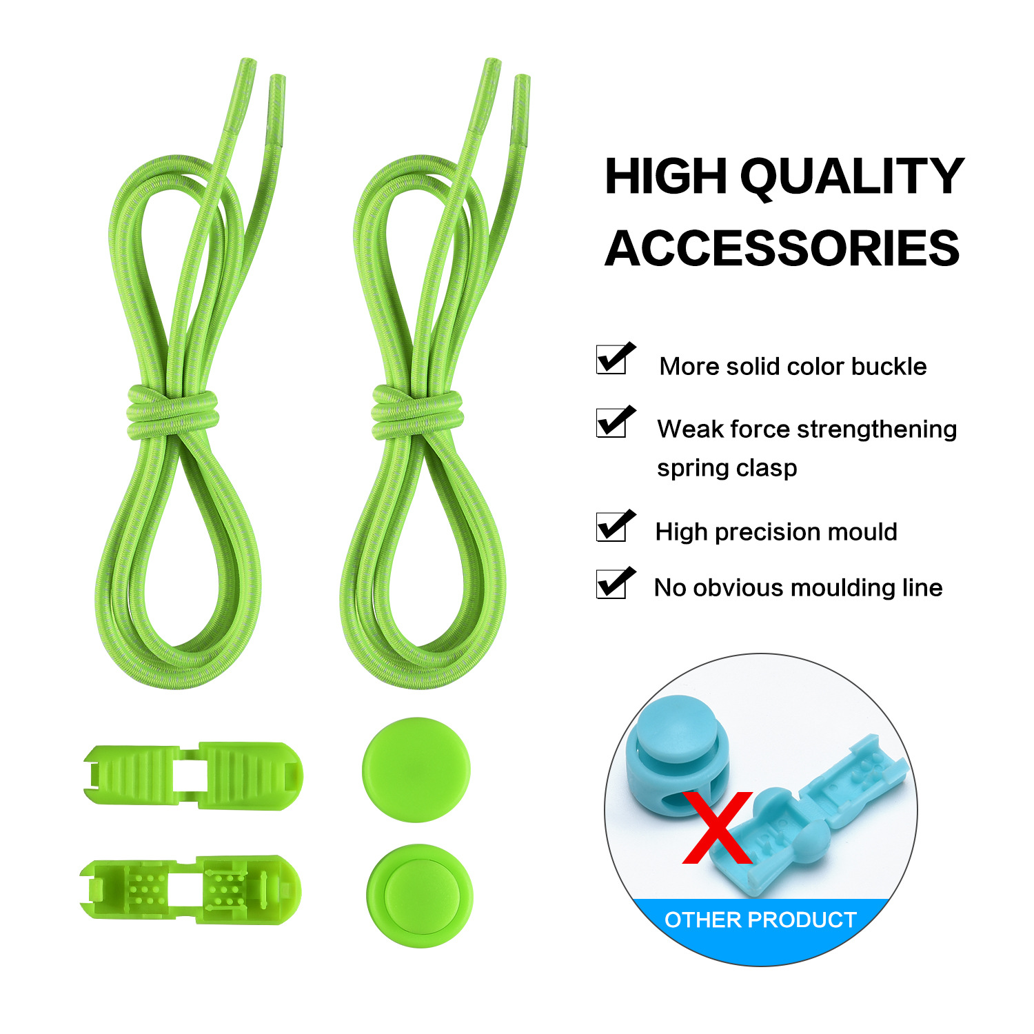 Factory Direct Sales Shoelace for Lazy People Children's Safety Free Shoelace Buckle White Dots Elastic String Athletic Shoe Laces