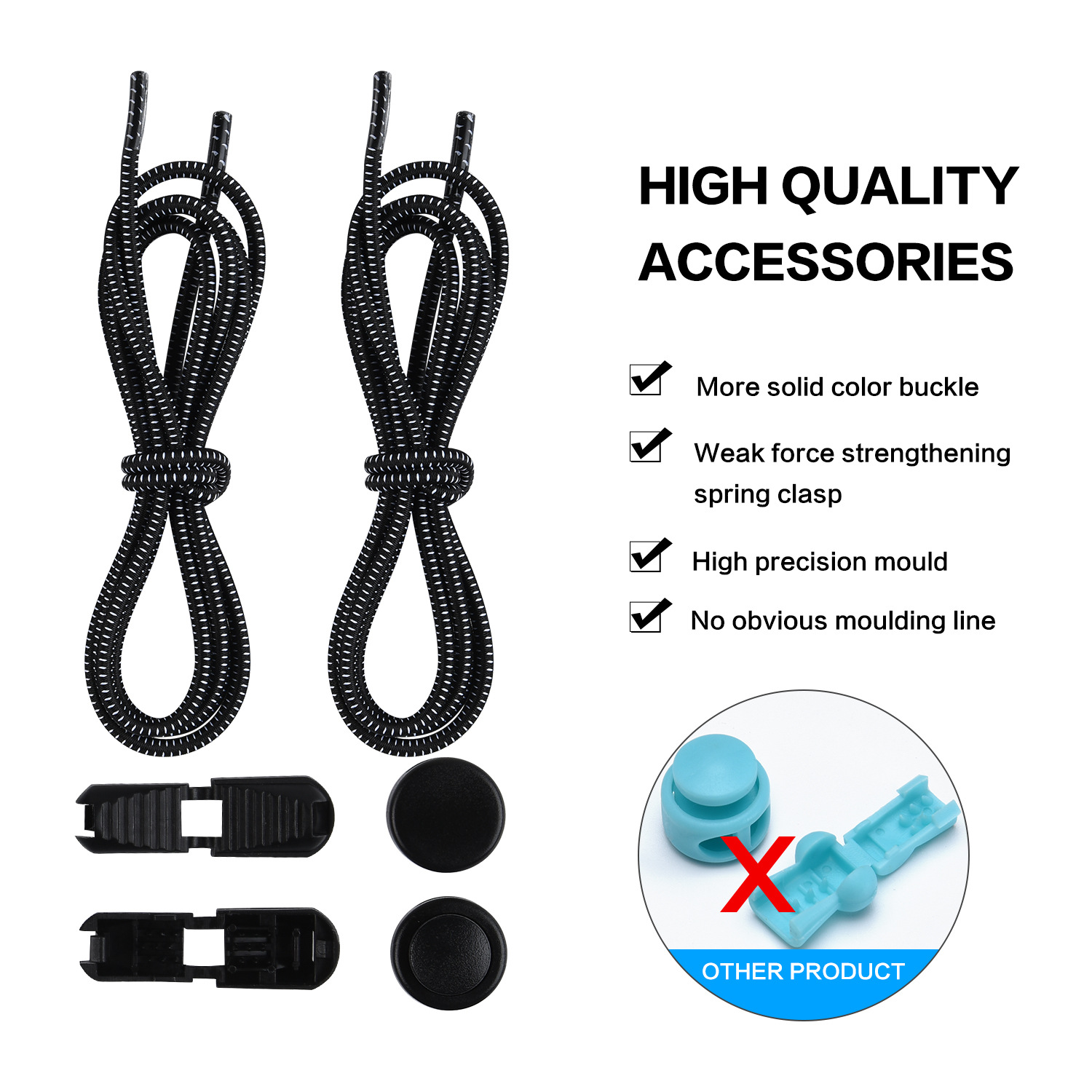 Factory Direct Sales Shoelace for Lazy People Children's Safety Free Shoelace Buckle White Dots Elastic String Athletic Shoe Laces