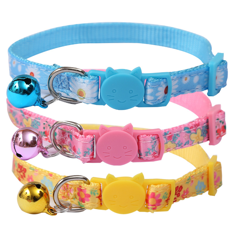 Pet Collar Spot Spring Series Printing Ribbon Cat Collar Safety Buckle Pet Products Factory Wholesale