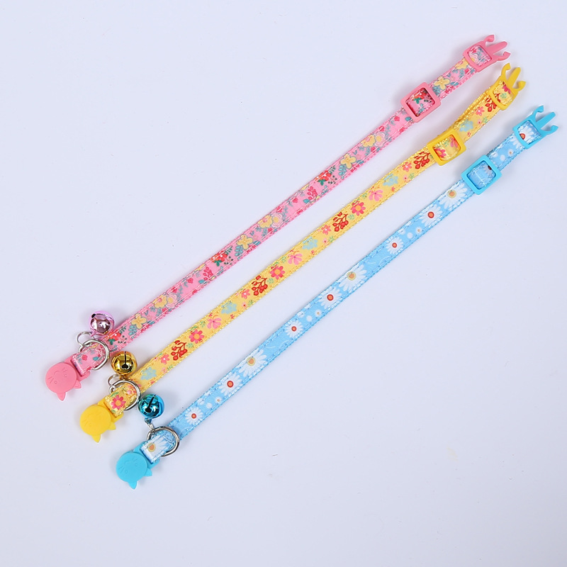 Pet Collar Spot Spring Series Printing Ribbon Cat Collar Safety Buckle Pet Products Factory Wholesale