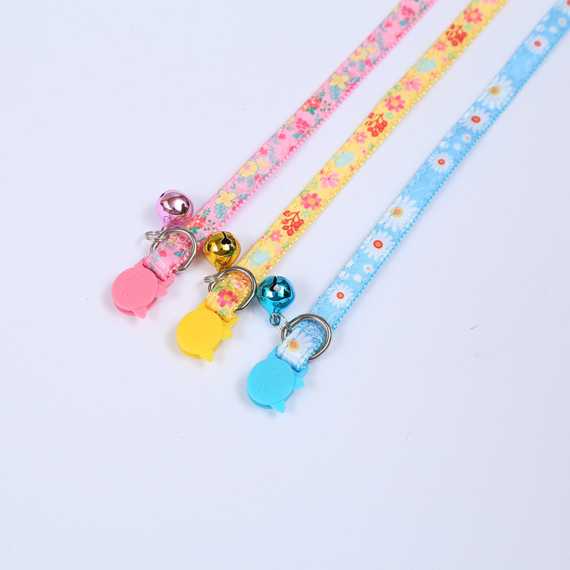Pet Collar Spot Spring Series Printing Ribbon Cat Collar Safety Buckle Pet Products Factory Wholesale