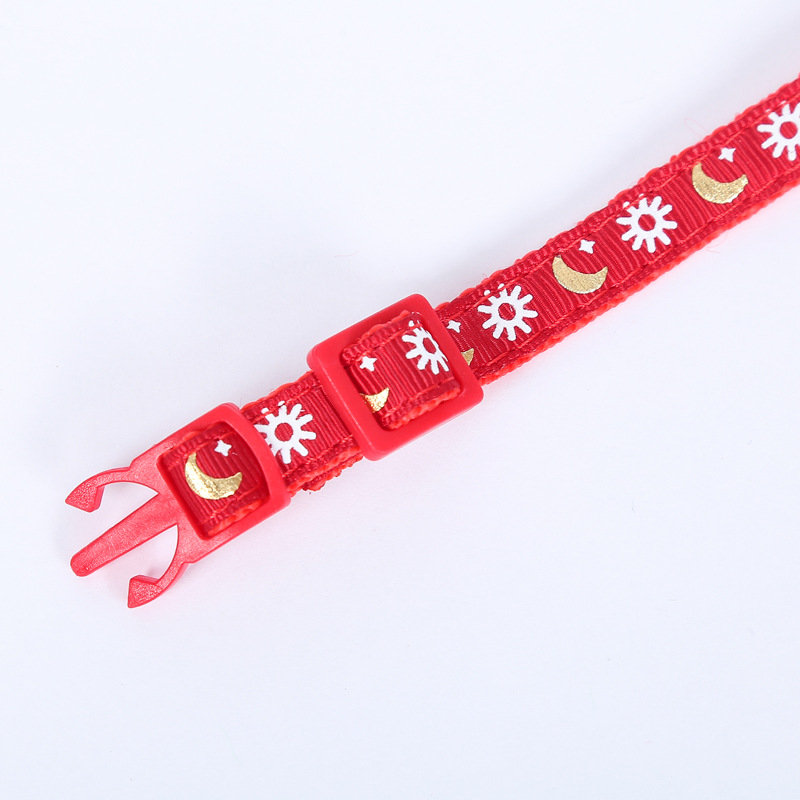 Pet Collar Collar Bronzing Moon Printing Ribbon Cat Collar Safety Buckle Bell Cat Belt in Stock Wholesale