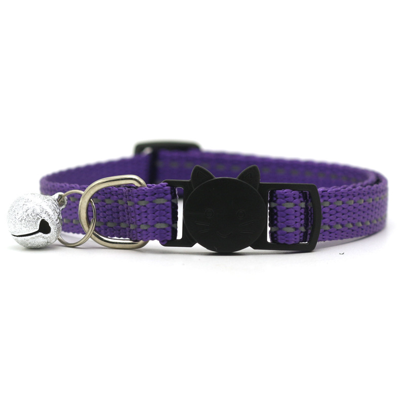 Pet Pet 1.0 Reflective Silk Frosted Bell Collar Cat Dog Collar Cat Head Safety Buckle Collar