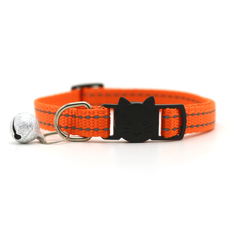 Pet Pet 1.0 Reflective Silk Frosted Bell Collar Cat Dog Collar Cat Head Safety Buckle Collar