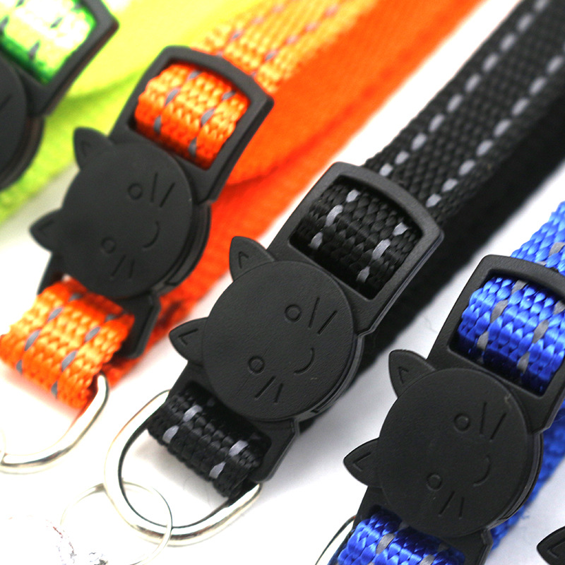 Pet Pet 1.0 Reflective Silk Frosted Bell Collar Cat Dog Collar Cat Head Safety Buckle Collar
