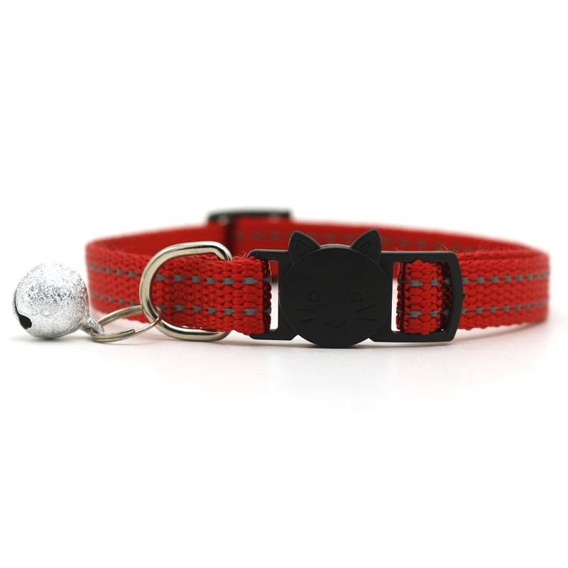 Pet Pet 1.0 Reflective Silk Frosted Bell Collar Cat Dog Collar Cat Head Safety Buckle Collar