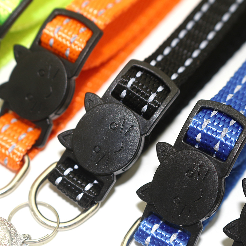 Pet Pet 1.0 Reflective Silk Frosted Bell Collar Cat Dog Collar Cat Head Safety Buckle Collar