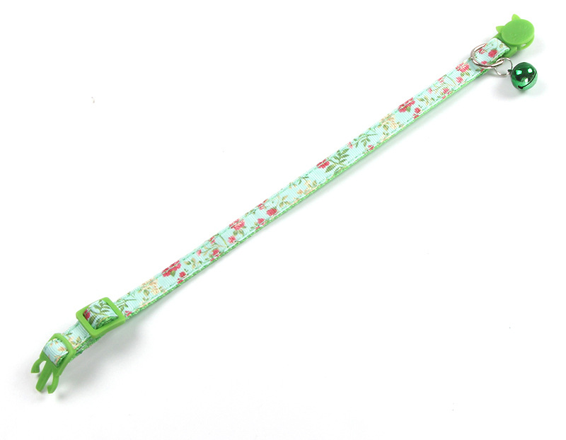 New Rose Webbing Satin Ribbon Pet Cats Collar Safety Buckle Color Release Buckle with Bell Factory Spot Direct Sales