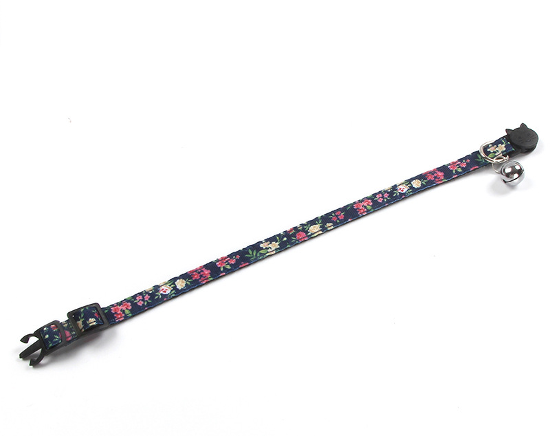 New Rose Webbing Satin Ribbon Pet Cats Collar Safety Buckle Color Release Buckle with Bell Factory Spot Direct Sales