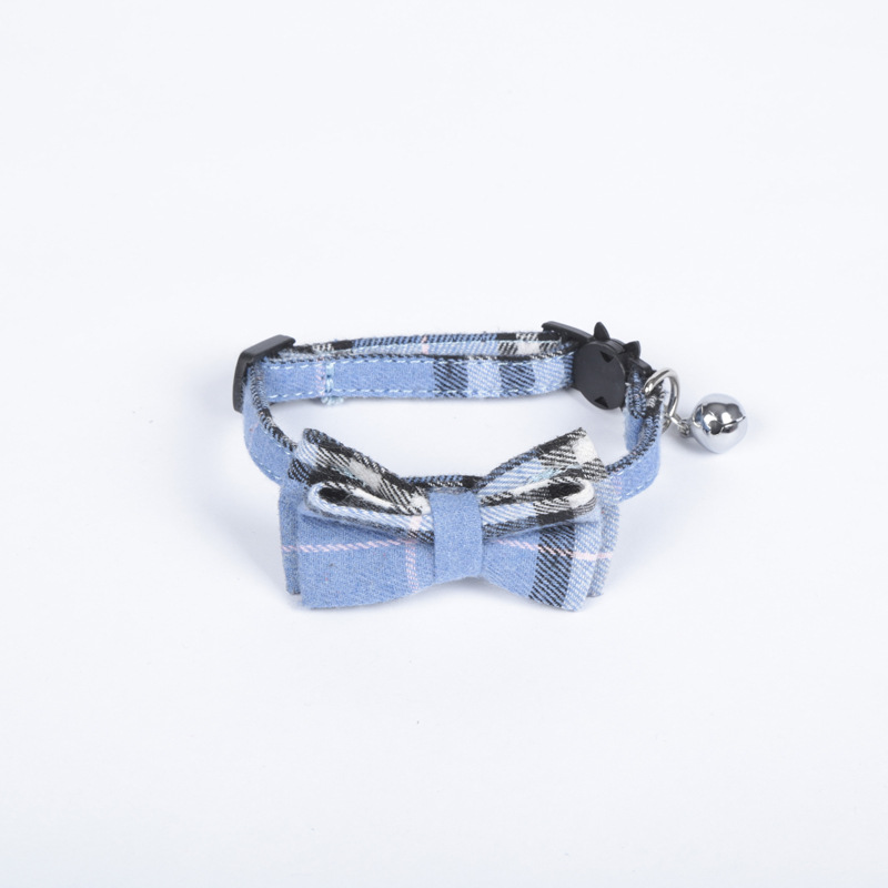 2020 New Plaid Color Plaid Pet Cats Collar Factory Direct Sales Bow Cat Collar Safety Buckle