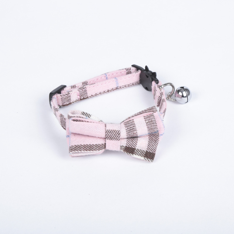 2020 New Plaid Color Plaid Pet Cats Collar Factory Direct Sales Bow Cat Collar Safety Buckle