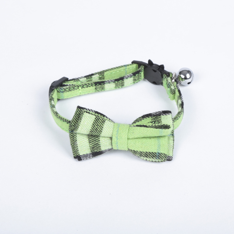 2020 New Plaid Color Plaid Pet Cats Collar Factory Direct Sales Bow Cat Collar Safety Buckle