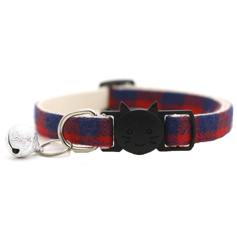Pet Plaid Safety Buckle Bell Collar Cat Buckle Cat Bow Collar Pet Just Factory Direct Sales